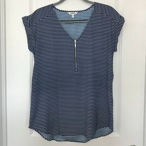 Striped Zip Front Gramercy Tee